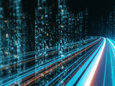 3d,Rendering,Of,Abstract,Highway,Path,Through,Digital,Binary,Towers